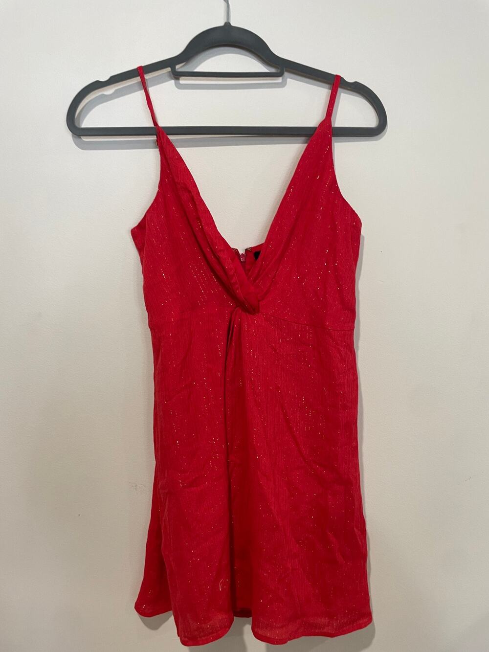 House Of Harlow X Revolve Sharon Sleeveless V-Neck Mini Dress Red Metallic XS